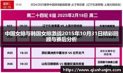 中国女排与韩国女排激战2015年10月31日精彩回顾与赛后分析